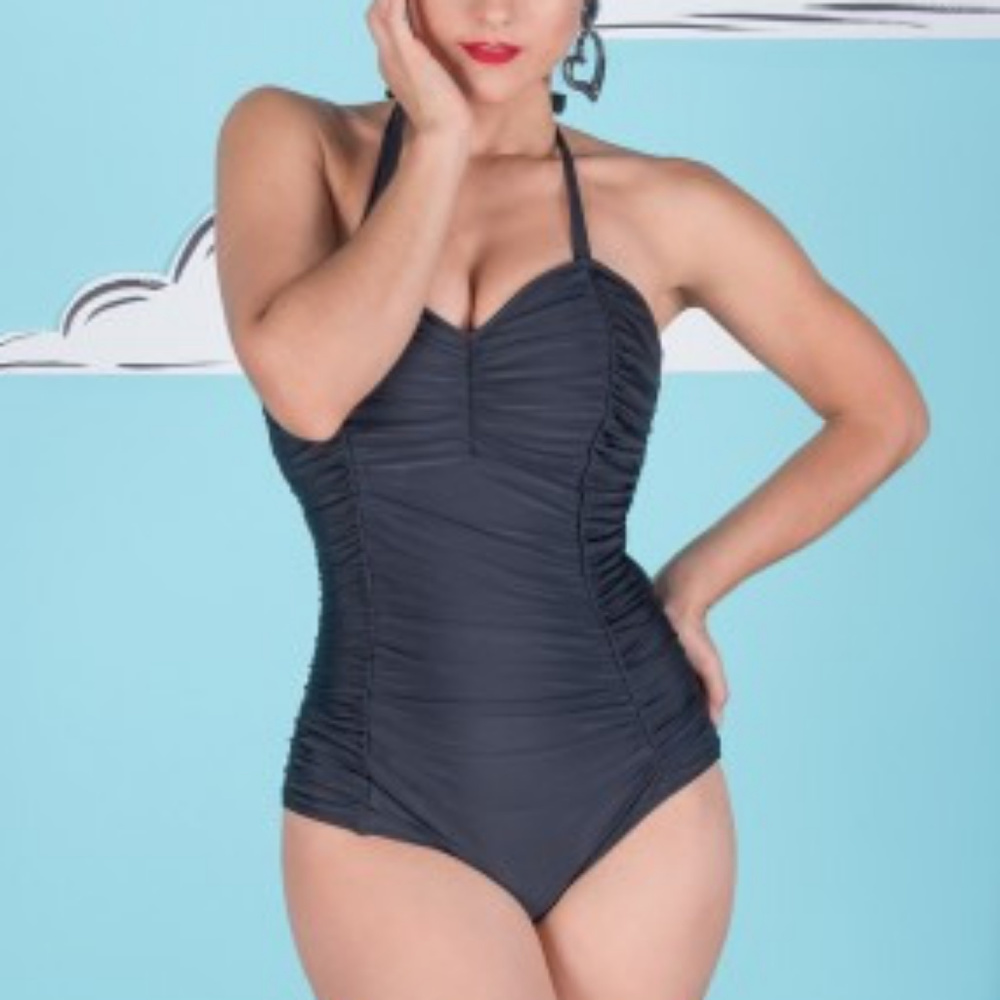 Beach Bash Retro 50s Rosie Swimsuit in Black